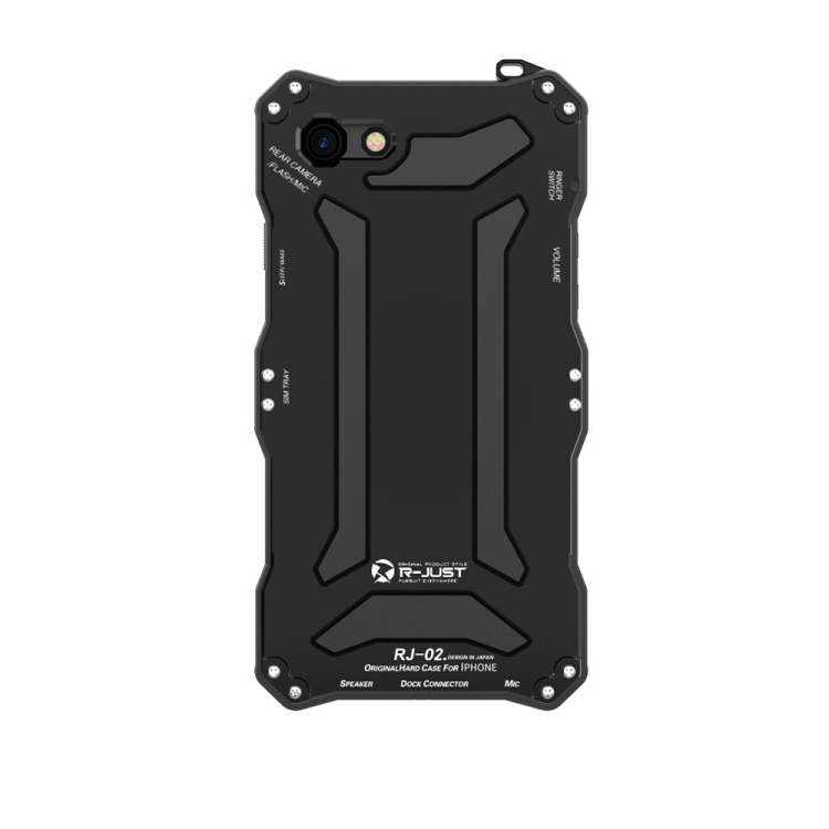

For iPhone 8 / 7 R-JUST Pure Color Shockproof Dustproof Armor Metal Protective Case(Black)