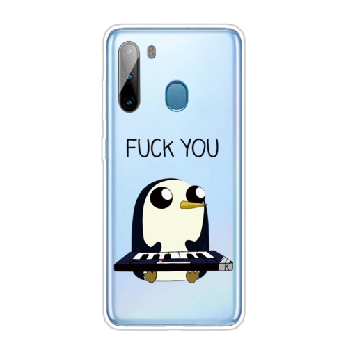 

For Samsung Galaxy A21 Coloured Drawing Pattern Highly Transparent TPU Protective Case(Penguin)