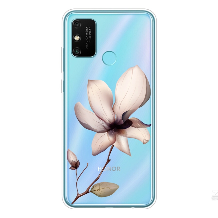 

For Huawei Honor 9A Coloured Drawing Pattern Highly Transparent TPU Protective Case(Lotus)