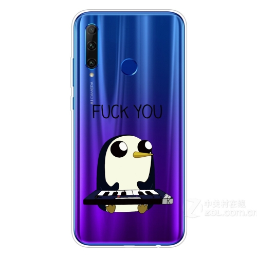 

For Huawei Honor 20 Lite Coloured Drawing Pattern Highly Transparent TPU Protective Case(Penguin)