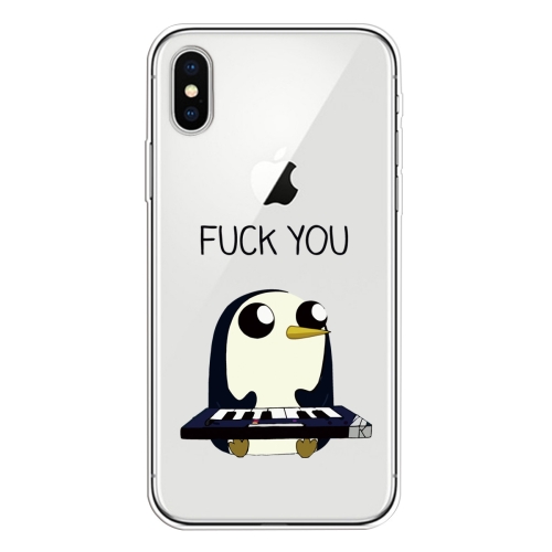 

For iPhone X / XS Coloured Drawing Pattern Highly Transparent TPU Protective Case(Penguin)