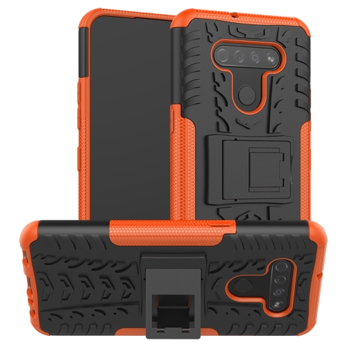 

For LG K51 Tire Texture Shockproof TPU+PC Protective Case with Holder(Orange)