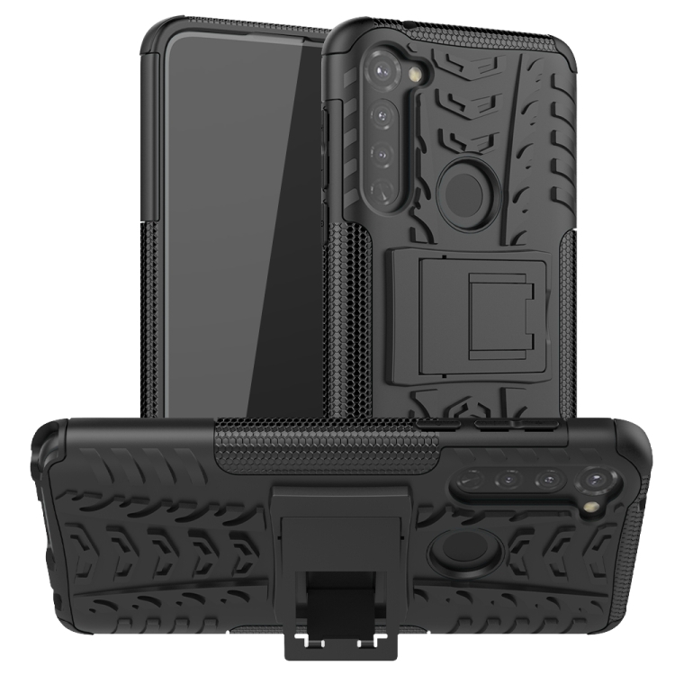 

For Motorola Moto G Stylus Tire Texture Shockproof TPU+PC Protective Case with Holder(Black)