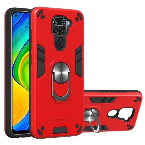 

For Xiaomi Redmi Note 9 2 in 1 Armour Series PC + TPU Protective Case with Ring Holder(Red)
