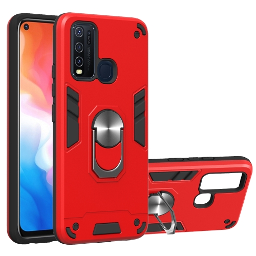 

For Vivo Y50 2 in 1 Armour Series PC + TPU Protective Case with Ring Holder(Red)
