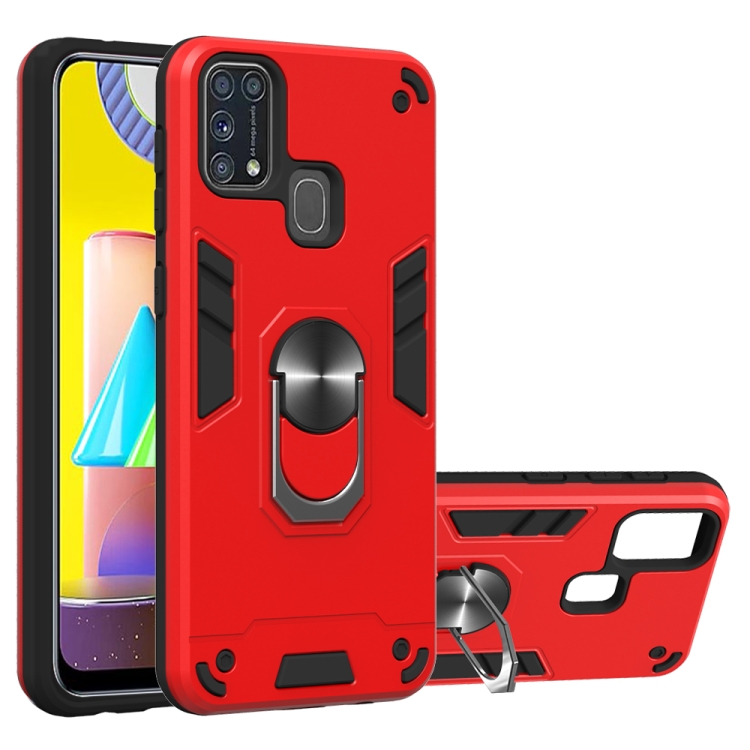 

For Samsung Galaxy M31 2 in 1 Armour Series PC + TPU Protective Case with Ring Holder(Red)
