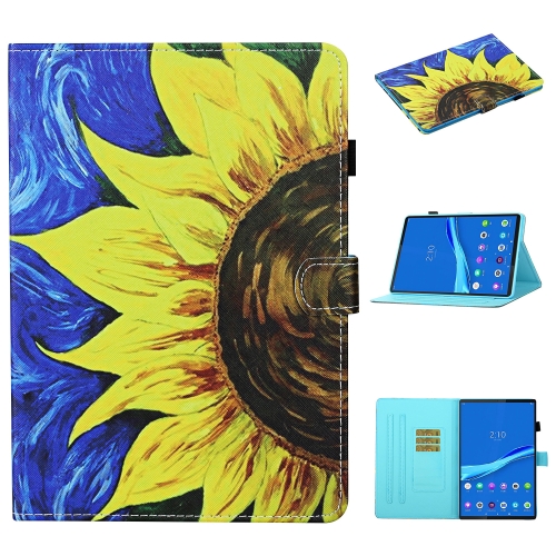

For Lenovo Tab FHD M10 Plus X606F Colored Drawing Stitching Horizontal Flip Leather Case, with Holder & Card Slots & Sleep / Wake-up Function(Sunflower)