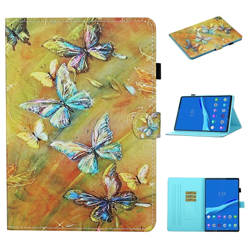 

For Lenovo Tab FHD M10 Plus X606F Colored Drawing Stitching Horizontal Flip Leather Case, with Holder & Card Slots & Sleep / Wake-up Function(Butterfly)