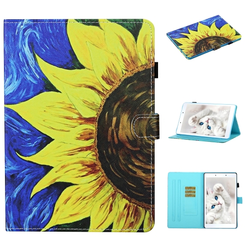 

For Samsung Galaxy Tab A 8.0 (2019) T290 Colored Drawing Stitching Horizontal Flip Leather Case, with Holder & Card Slots(Sunflower)