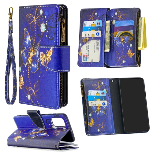 

For Samsung Galaxy A71 Colored Drawing Pattern Zipper Horizontal Flip Leather Case with Holder & Card Slots & Wallet(Purple Butterfly)