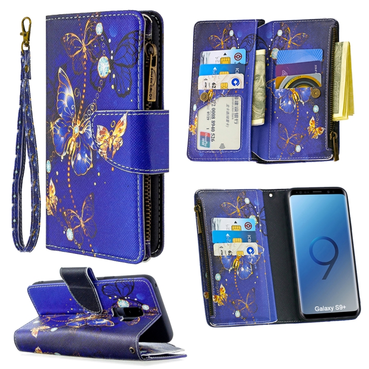 

For Samsung Galaxy S9 Plus Colored Drawing Pattern Zipper Horizontal Flip Leather Case with Holder & Card Slots & Wallet(Purple Butterfly)