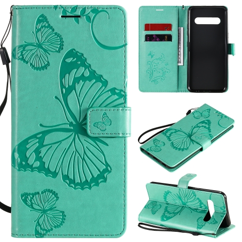 

For LG V60 3D Butterflies Embossing Pattern Horizontal Flip Leather Case with Holder & Card Slot & Wallet(Green)