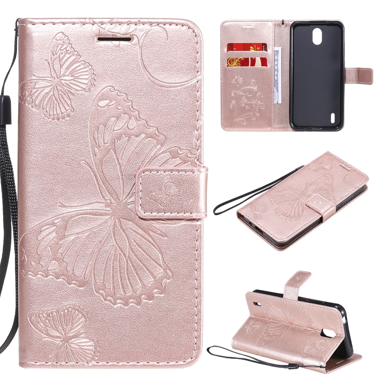 

For Nokia 1.3 3D Butterflies Embossing Pattern Horizontal Flip Leather Case with Holder & Card Slot & Wallet(Rose Gold)