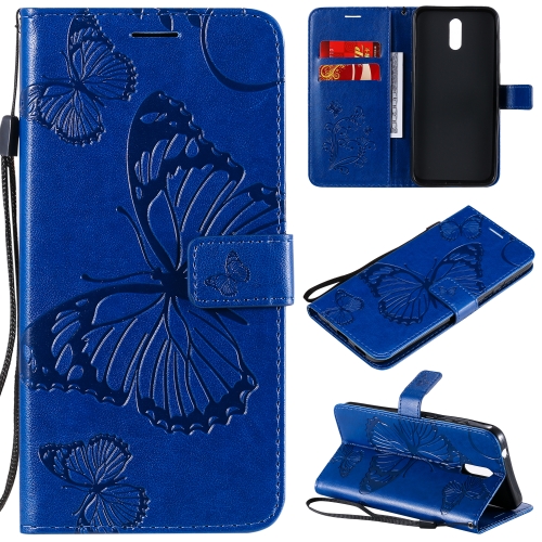 

For Nokia 2.3 3D Butterflies Embossing Pattern Horizontal Flip Leather Case with Holder & Card Slot & Wallet(Blue)