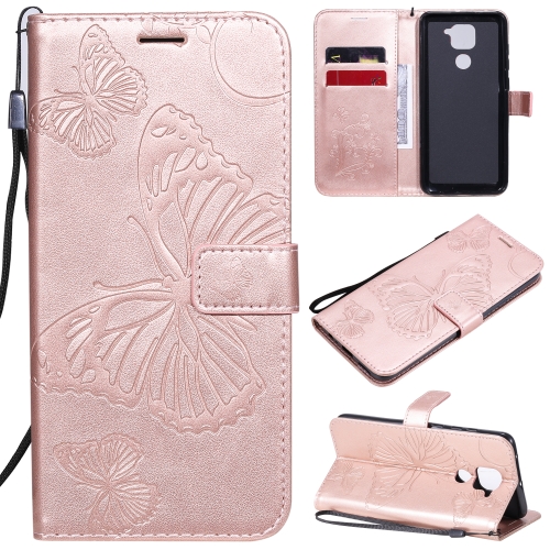 

For Xiaomi Redmi Note 9 / 10X 4G 3D Butterflies Embossing Pattern Horizontal Flip Leather Case with Holder & Card Slot & Wallet(Rose Gold)