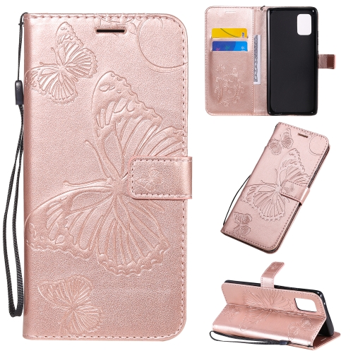 

For Samsung Galaxy A71 5G 3D Butterflies Embossing Pattern Horizontal Flip Leather Case with Holder & Card Slot & Wallet(Rose Gold)