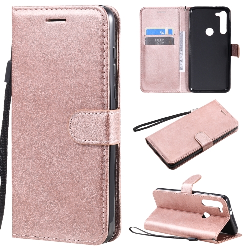 

For Motorola Moto G8 Power Solid Color Horizontal Flip Protective Leather Case with Holder & Card Slots & Wallet & Photo Frame & Lanyard(Rose Gold)