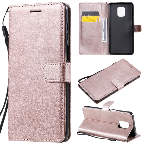 

For Xiaomi Redmi Note 9S / Note 9 Pro Solid Color Horizontal Flip Protective Leather Case with Holder & Card Slots & Wallet & Photo Frame & Lanyard(Rose Gold)