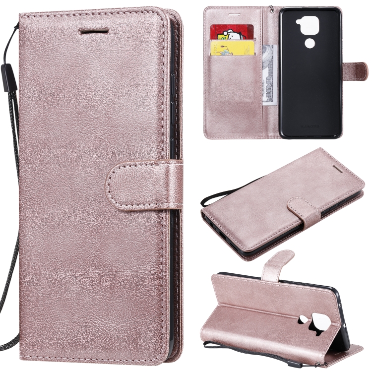 

For Xiaomi Redmi Note 9 / 10X 4G Solid Color Horizontal Flip Protective Leather Case with Holder & Card Slots & Wallet & Photo Frame & Lanyard(Rose Gold)
