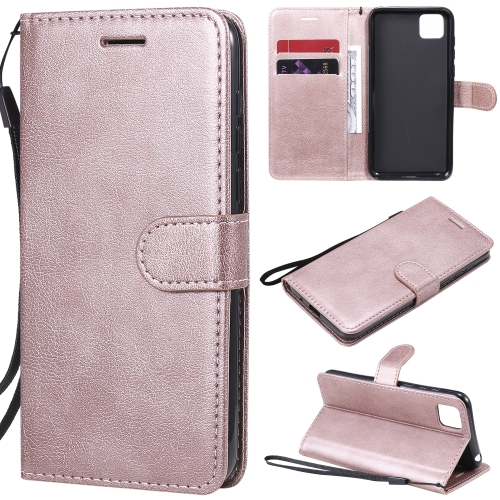 

For Huawei Y5p / Honor 9S Solid Color Horizontal Flip Protective Leather Case with Holder & Card Slots & Wallet & Photo Frame & Lanyard(Rose Gold)