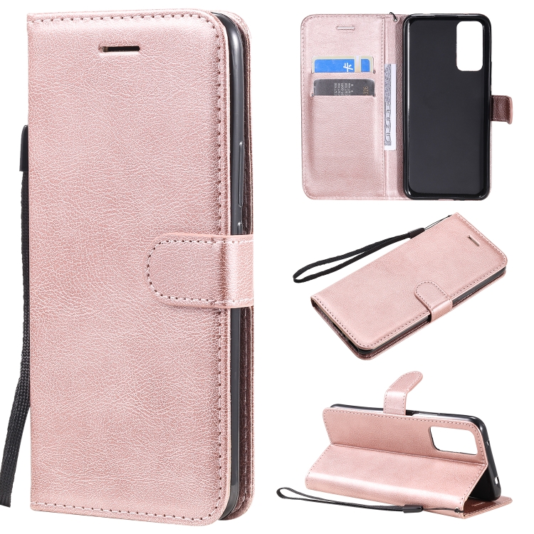 

For Huawei Honor 30 Solid Color Horizontal Flip Protective Leather Case with Holder & Card Slots & Wallet & Photo Frame & Lanyard(Rose Gold)