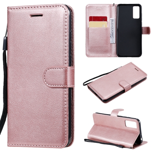 

For Huawei Honor Play 4T Pro Solid Color Horizontal Flip Protective Leather Case with Holder & Card Slots & Wallet & Photo Frame & Lanyard(Rose Gold)