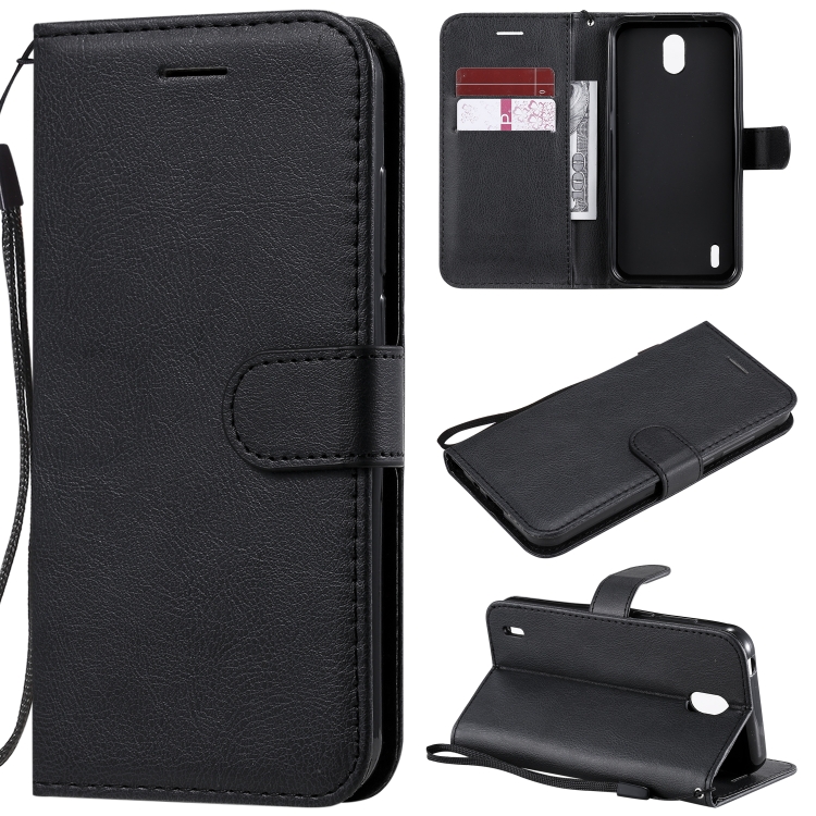 

For Nokia 1.3 Solid Color Horizontal Flip Protective Leather Case with Holder & Card Slots & Wallet & Photo Frame & Lanyard(Black)
