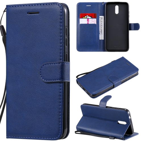 

For Nokia 2.3 Solid Color Horizontal Flip Protective Leather Case with Holder & Card Slots & Wallet & Photo Frame & Lanyard(Blue)