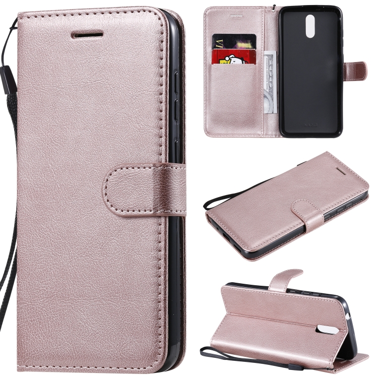 

For Nokia 2.3 Solid Color Horizontal Flip Protective Leather Case with Holder & Card Slots & Wallet & Photo Frame & Lanyard(Rose Gold)
