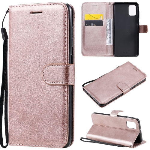 

For Samsung Galaxy A31 Solid Color Horizontal Flip Protective Leather Case with Holder & Card Slots & Wallet & Photo Frame & Lanyard(Rose Gold)