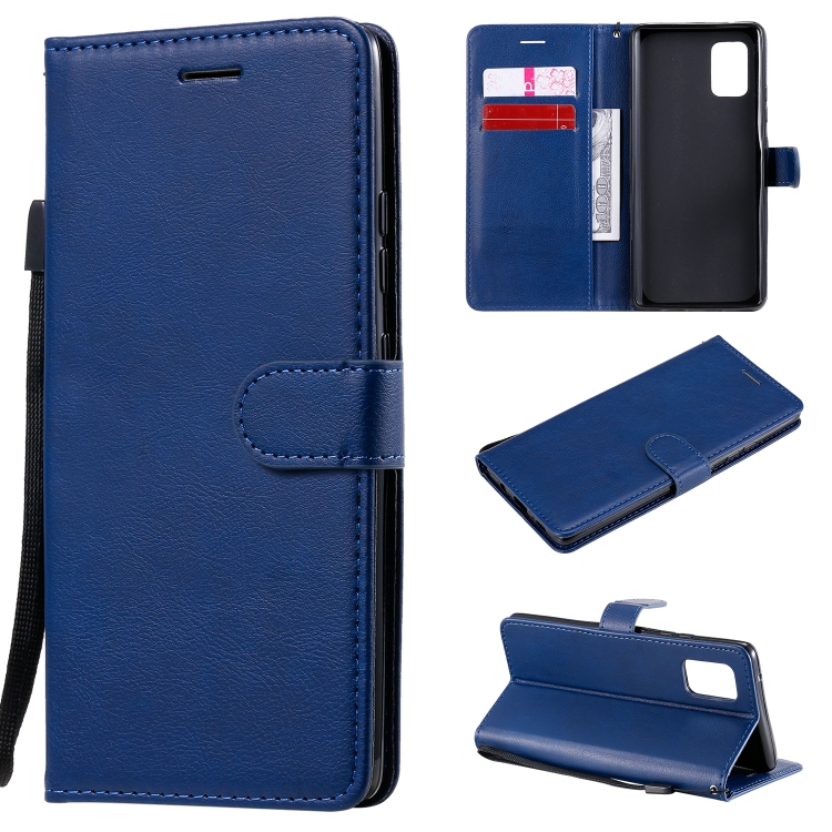 

For Samsung Galaxy A71 5G Solid Color Horizontal Flip Protective Leather Case with Holder & Card Slots & Wallet & Photo Frame & Lanyard(Blue)