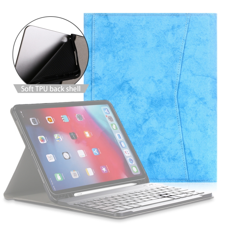 

For iPad Pro 11 (2020) Marble Cloth Texture Horizontal Flip Leather Case with Pen Slot & Holder without Keyboard(Sky Blue)