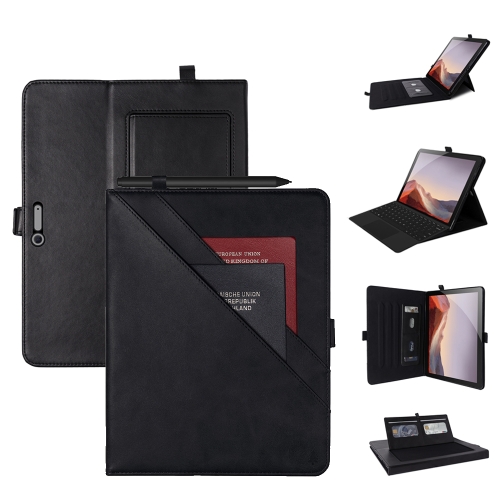 

For Microsoft Surface Pro 4 / 5 / 6 / 7 Horizontal Flip Double Holder Leather Case with Holder & Card Slots & Photo Frame(Black)