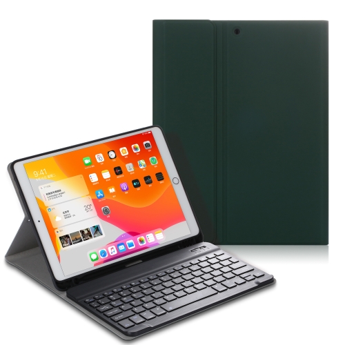 

For iPad 10.2 Electric Pressed Horizontal Flip Leather Case with Pen Slot & Holder & Keyboard(Dark Green)