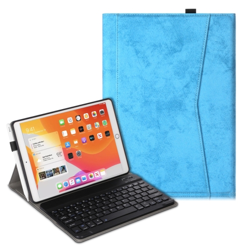 

For iPad Air (2019) Marble Cloth Texture Horizontal Flip Leather Case with Pen Slot & Holder & Keyboard(Sky Blue)