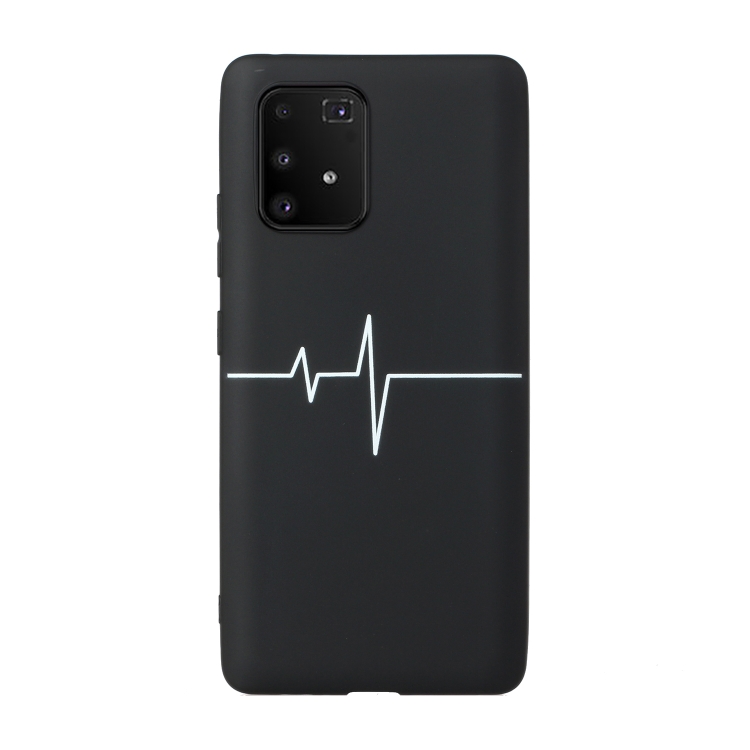 

For Samsung Galaxy A91 Black Frosted Painted TPU Protective Case(Heart Rate)