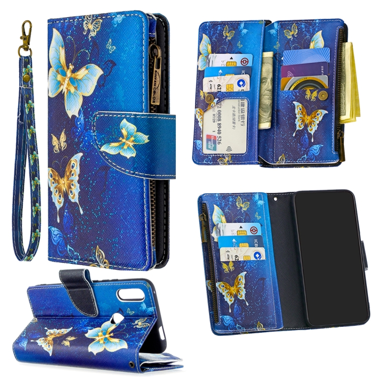 

For Huawei P Smart Z Colored Drawing Pattern Zipper Horizontal Flip Leather Case with Holder & Card Slots & Wallet(Gold Butterfly)