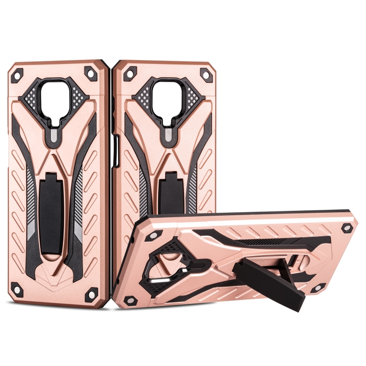 

For Xiaomi Redmi Note 9s Shockproof TPU + PC Protective Case with Holder(Rose Gold)