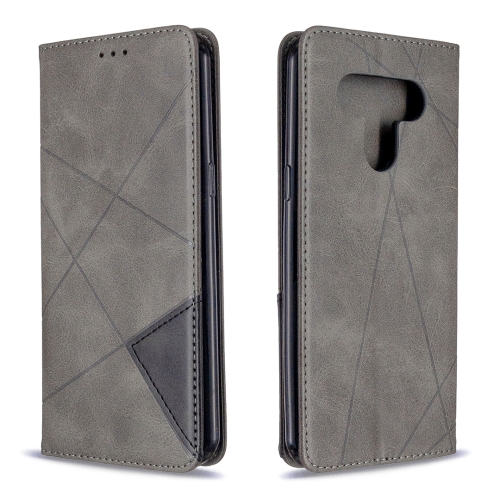 

For LG K51 Rhombus Texture Horizontal Flip Magnetic Leather Case with Holder & Card Slots & Wallet(Grey)