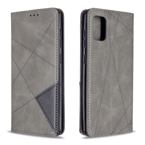 

For Samsung Galaxy A31 Rhombus Texture Horizontal Flip Magnetic Leather Case with Holder & Card Slots & Wallet(Grey)