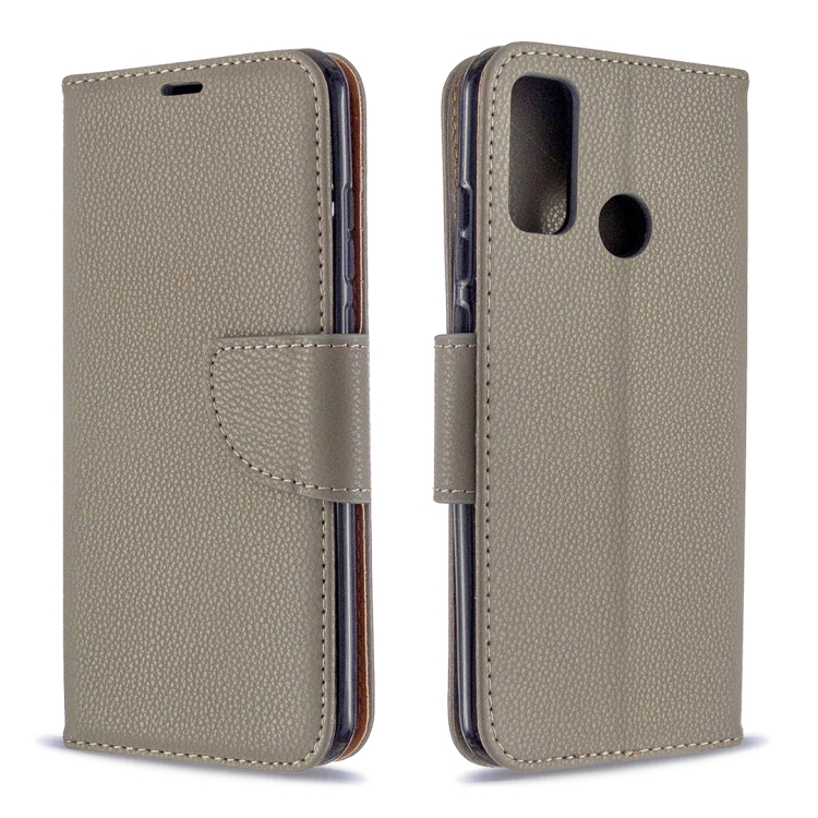 

For Huawei P Smart (2020) Litchi Texture Pure Color Horizontal Flip PU Leather Case with Holder & Card Slots & Wallet & Lanyard(Grey)