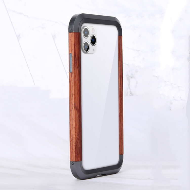 

For iPhone 11 Pro R-JUST Metal + Wood Frame Protective Case