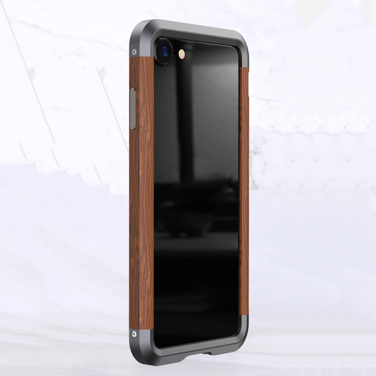 

For iPhone SE 2020 / 8 / 7 R-JUST Metal + Wood Frame Protective Case