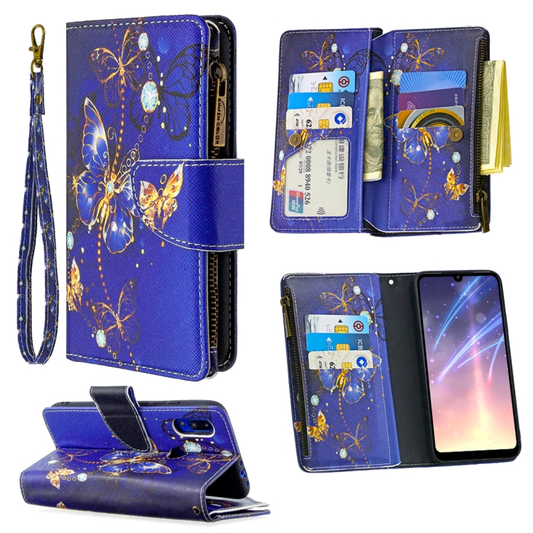 

For Xiaomi Redmi 7 Colored Drawing Pattern Zipper Horizontal Flip Leather Case with Holder & Card Slots & Wallet(Purple Butterfly)
