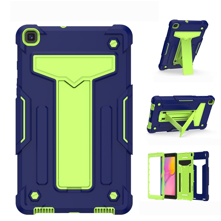 

For Samsung Galaxy Tab A8.0 (2019) T290 T-shaped Bracket Contrast Color Shockproof PC + Silicone Flat Protective Case(Navy+Green)