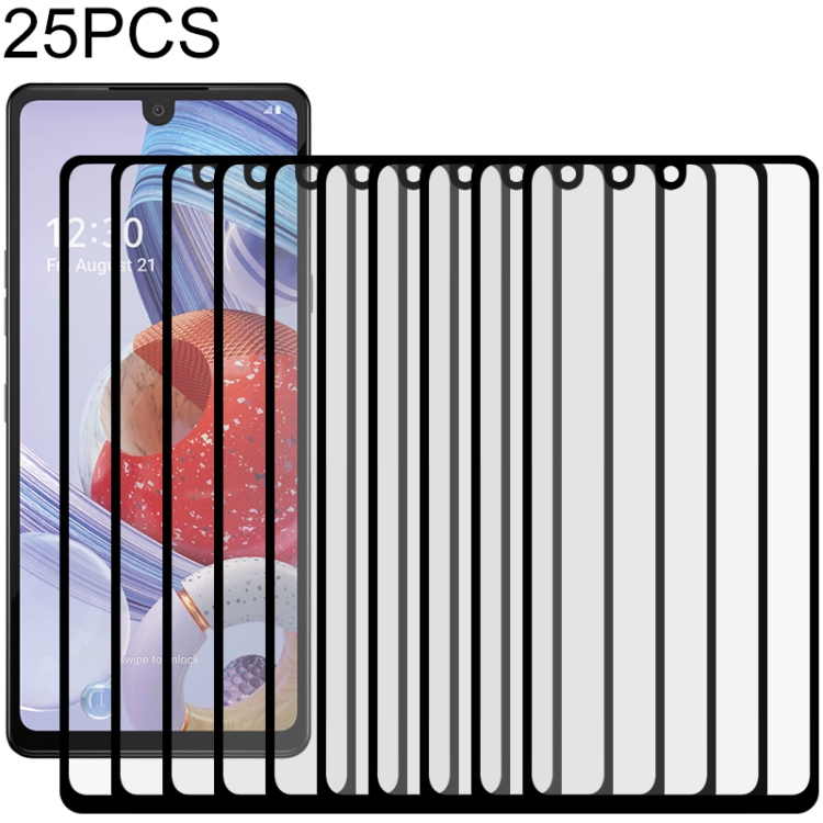 

For LG Stylo 6 25 PCS Full Glue Full Screen Tempered Glass Film(Black)