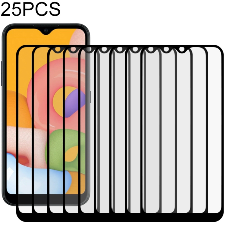 

For Samsung Galaxy A01 25 PCS Full Glue Full Screen Tempered Glass Film(Black)