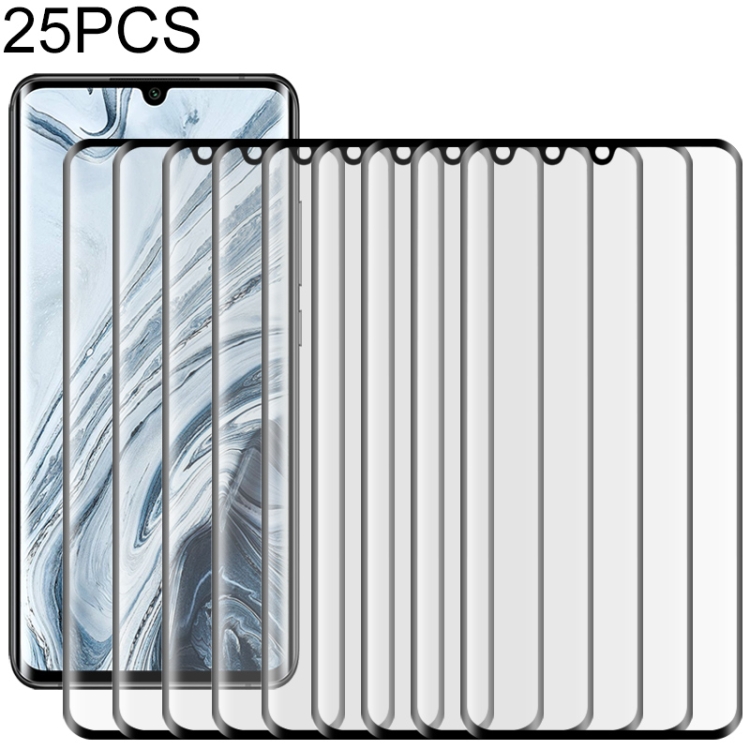 

For Xiaomi Mi Note 10 25 PCS 3D Curved Edge Full Screen Tempered Glass Film(Black)