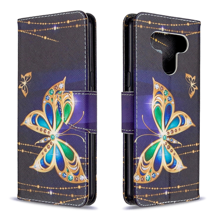 

For LG K51 Colored Drawing Pattern Horizontal Flip Leather Case with Holder & Card Slots & Wallet(Big Butterfly)