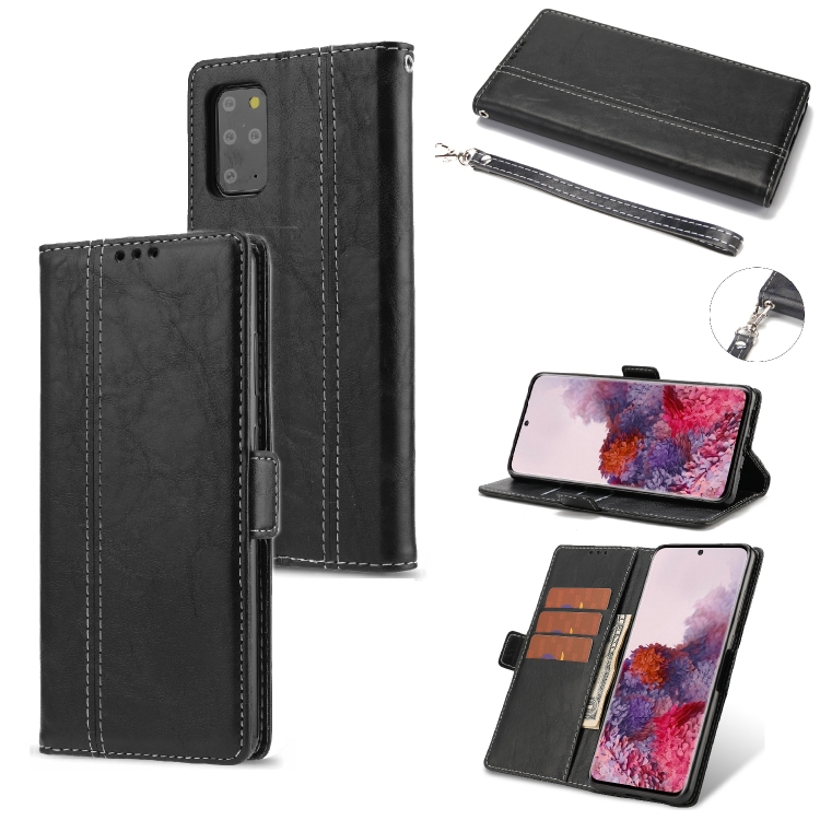 

For Samsung Galaxy S20+ Retro Texture Contrast Color Splicing Horizontal Flip TPU + PU Leather Case with Card Slots & Holder & Wallet(Black)